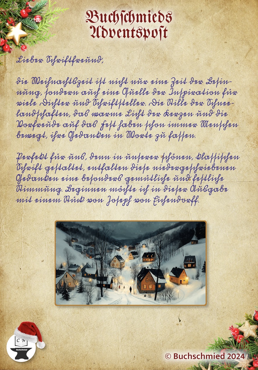 Erste Beispielseite aus Buchschmieds Adventspost