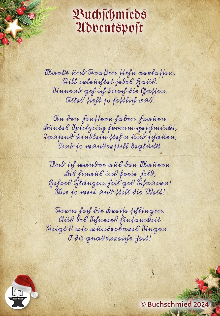 Zweite Beispielseite aus Buchschmieds Adventspost