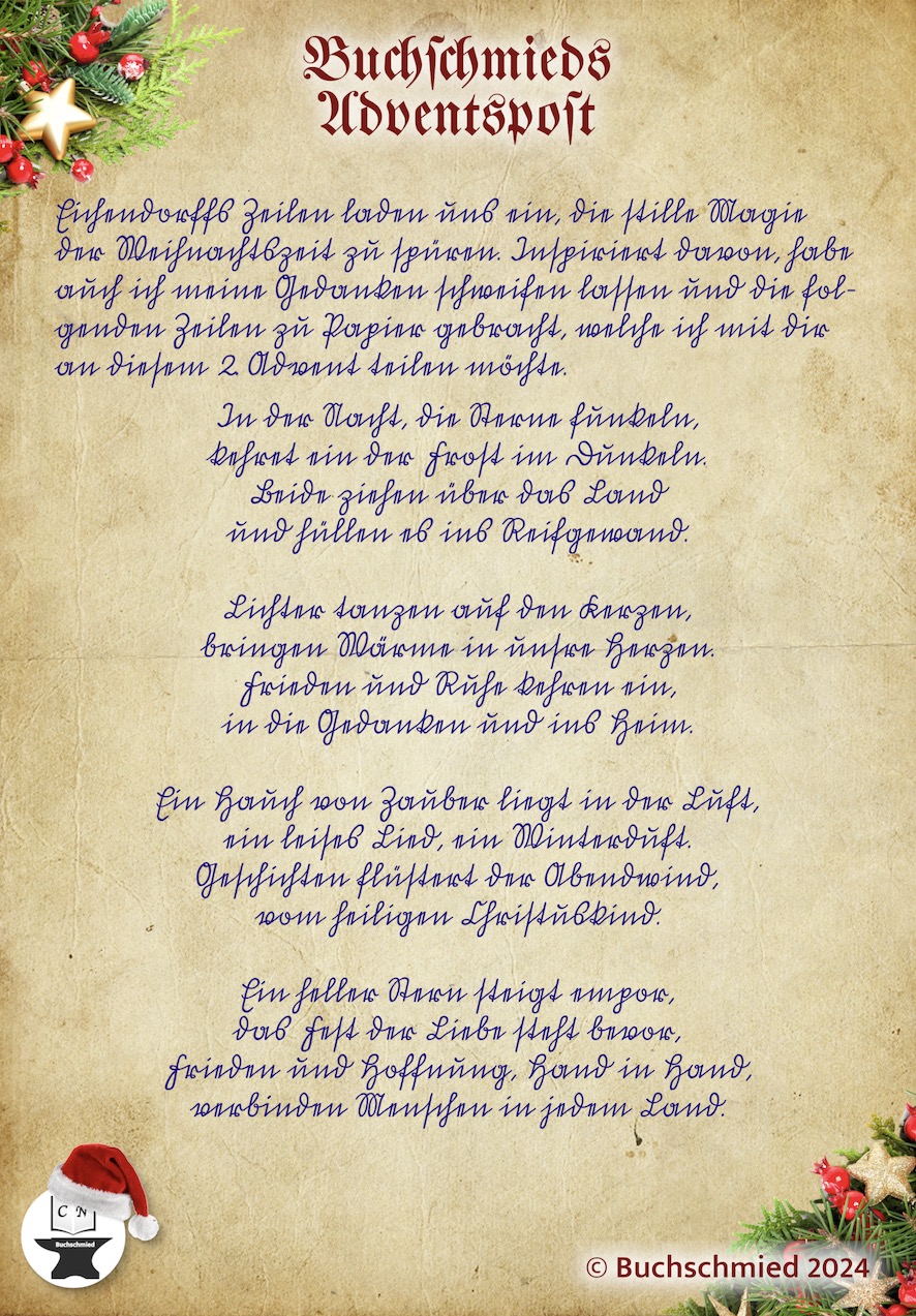 Dritte Beispielseite aus Buchschmieds Adventspost