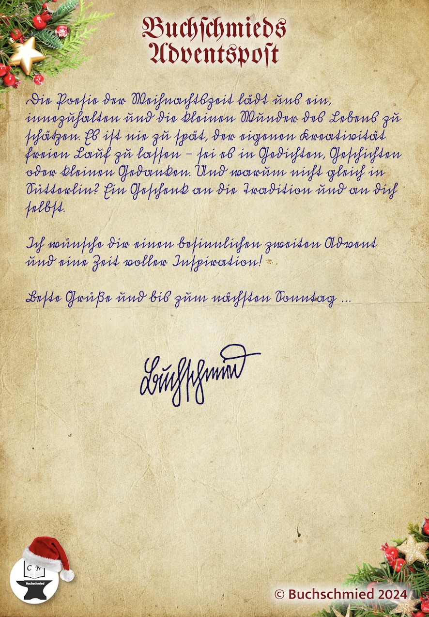 Vierte Beispielseite aus Buchschmieds Adventspost